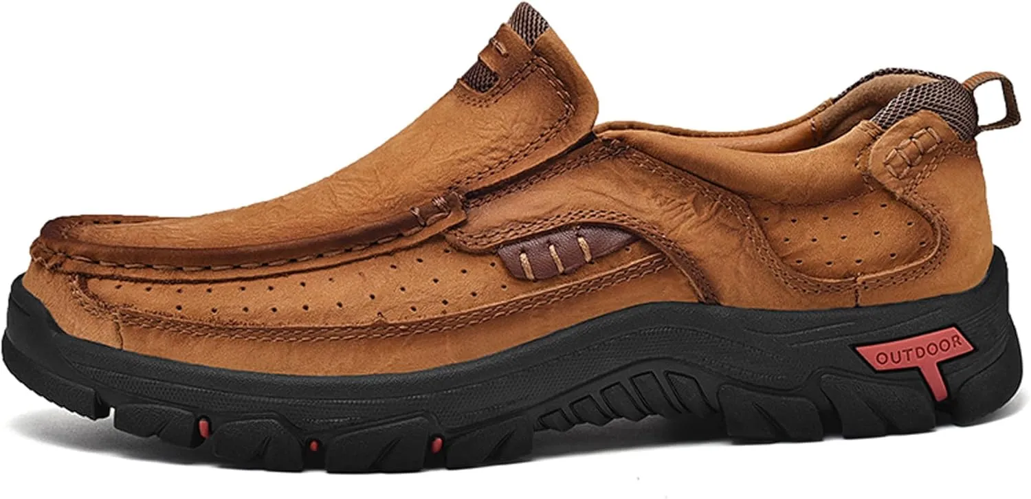 Men's Casual Sports Walking Shoes Cowhide Waterproof Outdoor Casual Shoes Breathable Leather Lightweight Loafers Classic Men's Casual Leather Shoes