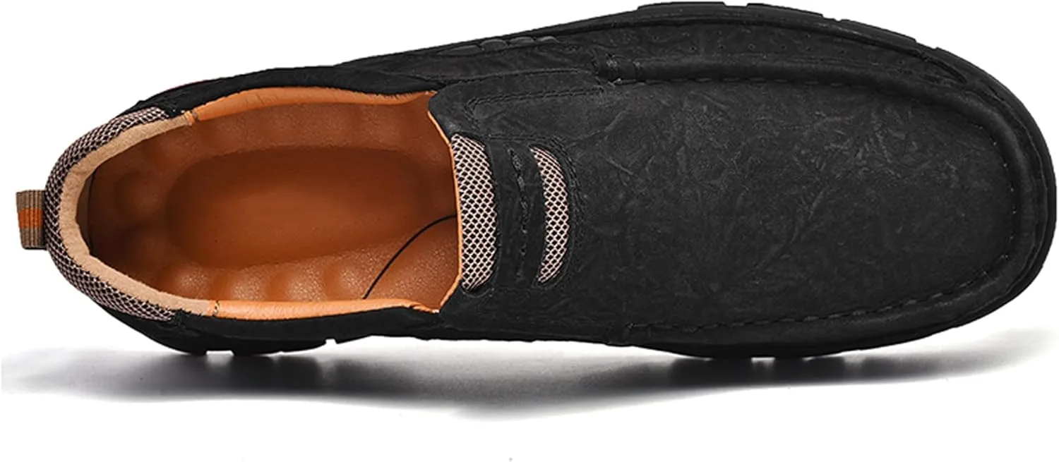 Men's Casual Sports Walking Shoes Cowhide Waterproof Outdoor Casual Shoes Breathable Leather Lightweight Loafers Classic Men's Casual Leather Shoes