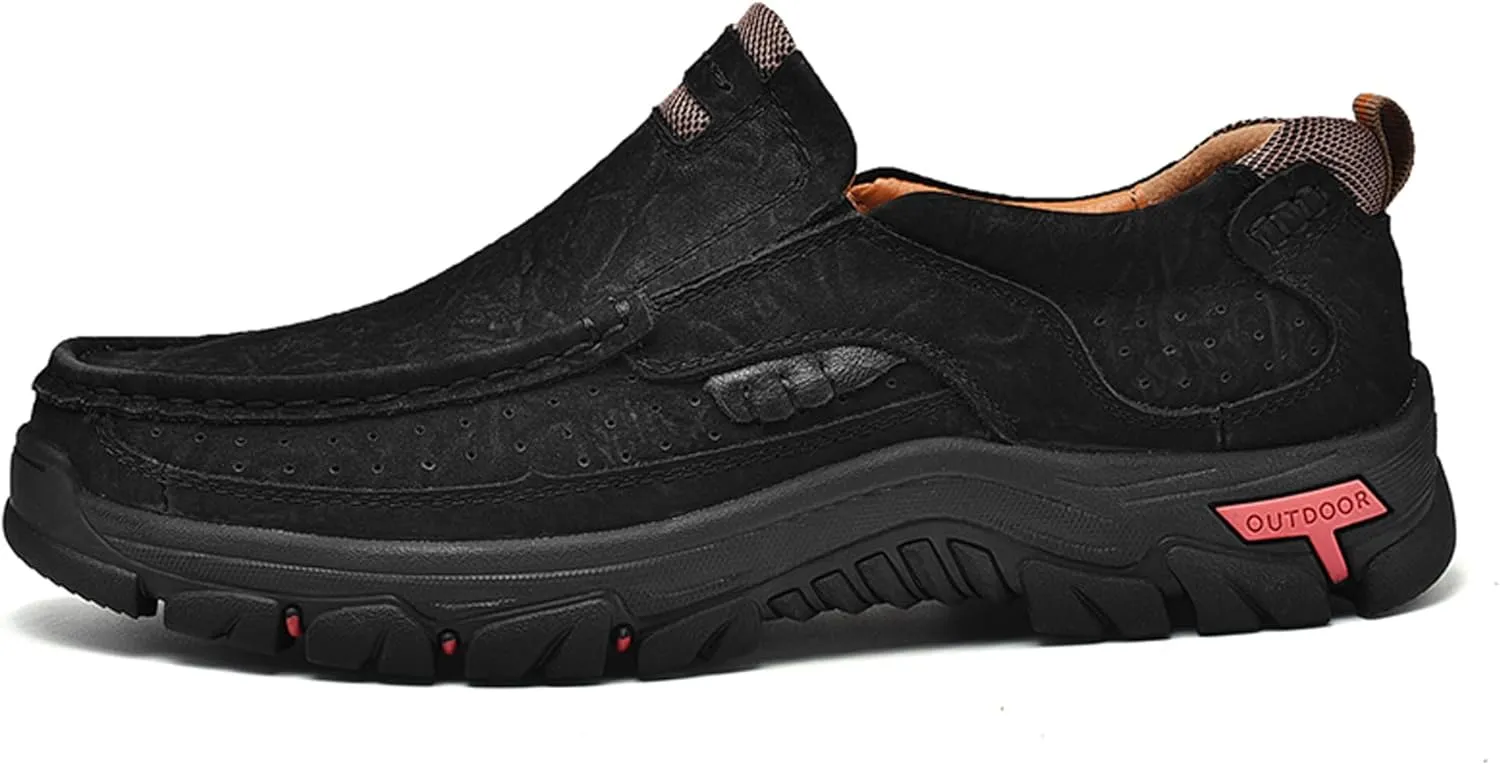 Men's Casual Sports Walking Shoes Cowhide Waterproof Outdoor Casual Shoes Breathable Leather Lightweight Loafers Classic Men's Casual Leather Shoes