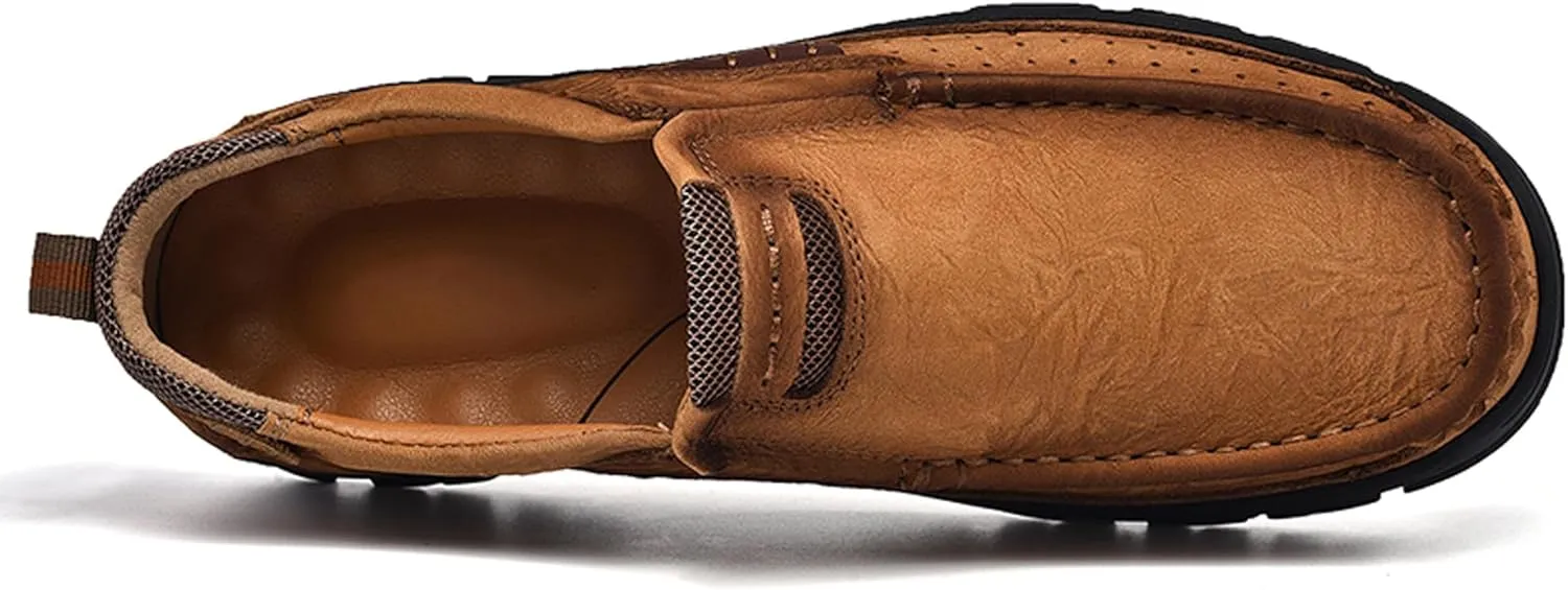 Men's Casual Sports Walking Shoes Cowhide Waterproof Outdoor Casual Shoes Breathable Leather Lightweight Loafers Classic Men's Casual Leather Shoes