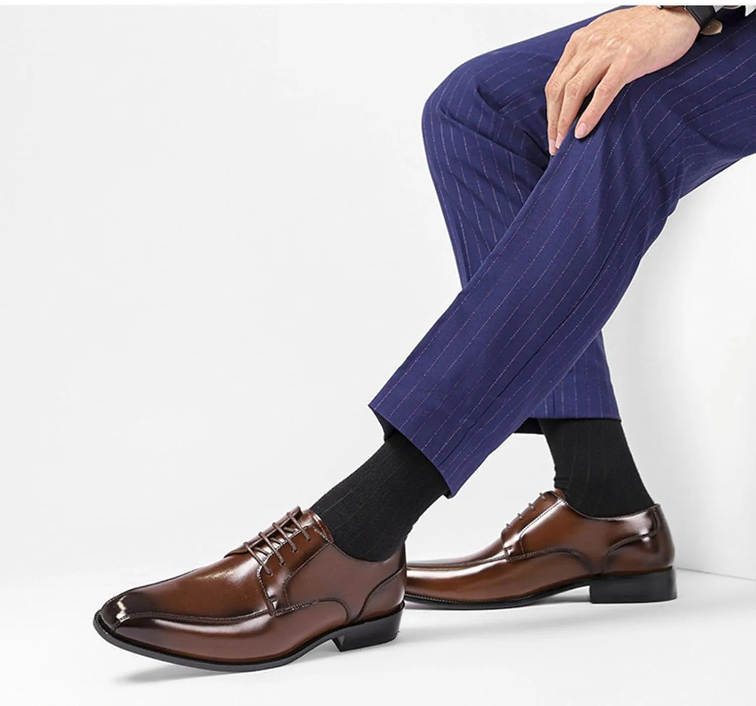 Men's Classic Business Derby Patent Formal Oxfords Comfortable Leather Comfortable Non-Slip Tuxedo Formal Dress Shoes