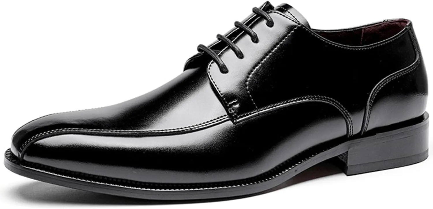 Men's Classic Business Derby Patent Formal Oxfords Comfortable Leather Comfortable Non-Slip Tuxedo Formal Dress Shoes