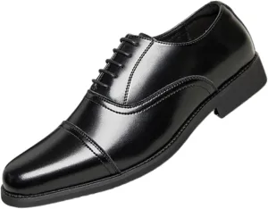 Mens Classic Formal Oxford Shoes, Italian Luxury Patent Leather Tuxedo Wedding Business Dress Shoes Classic Pointed Toe Brogue Non Slip Formal Party