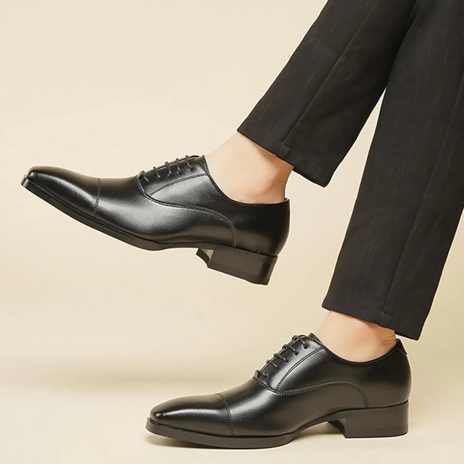 Mens Classic Formal Oxford Shoes, Italian Luxury Patent Leather Tuxedo Wedding Business Dress Shoes Low Top Comfortable Non Slip Business Formal