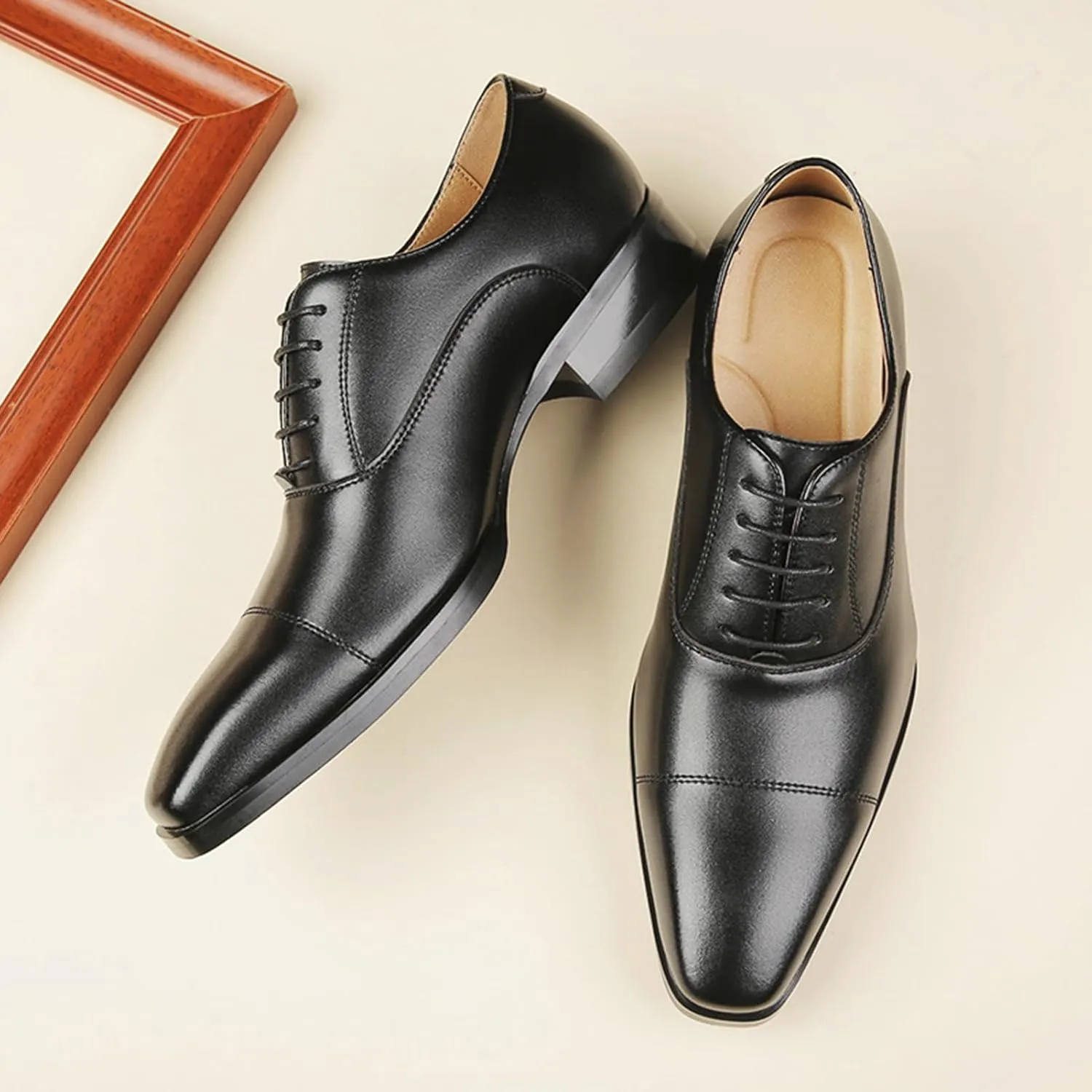 Mens Classic Formal Oxford Shoes, Italian Luxury Patent Leather Tuxedo Wedding Business Dress Shoes Low Top Comfortable Non Slip Business Formal