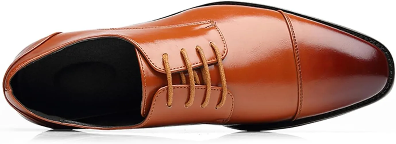Men's Classic Modern Formal Oxford Brogue Wingtip Lace Up Patent Leather Dress Shoes Wedding Shoe