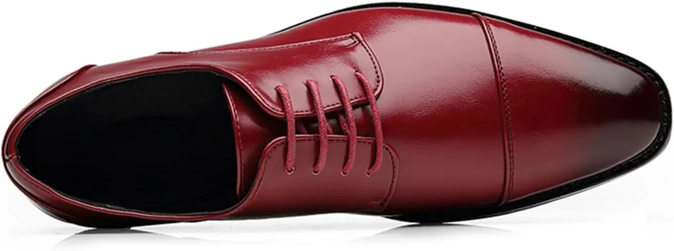 Men's Classic Modern Formal Oxford Brogue Wingtip Lace Up Patent Leather Dress Shoes Wedding Shoe