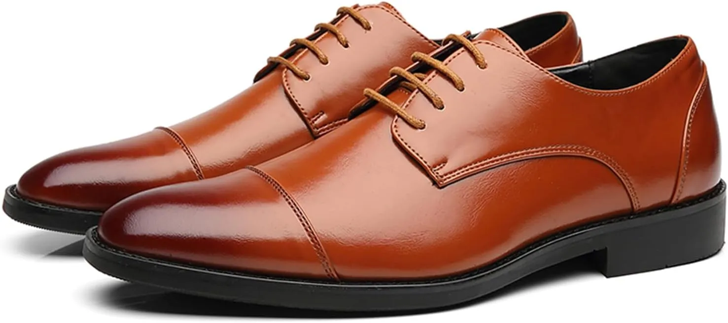Men's Classic Modern Formal Oxford Brogue Wingtip Lace Up Patent Leather Dress Shoes Wedding Shoe