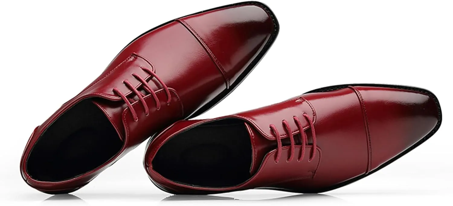 Men's Classic Modern Formal Oxford Brogue Wingtip Lace Up Patent Leather Dress Shoes Wedding Shoe