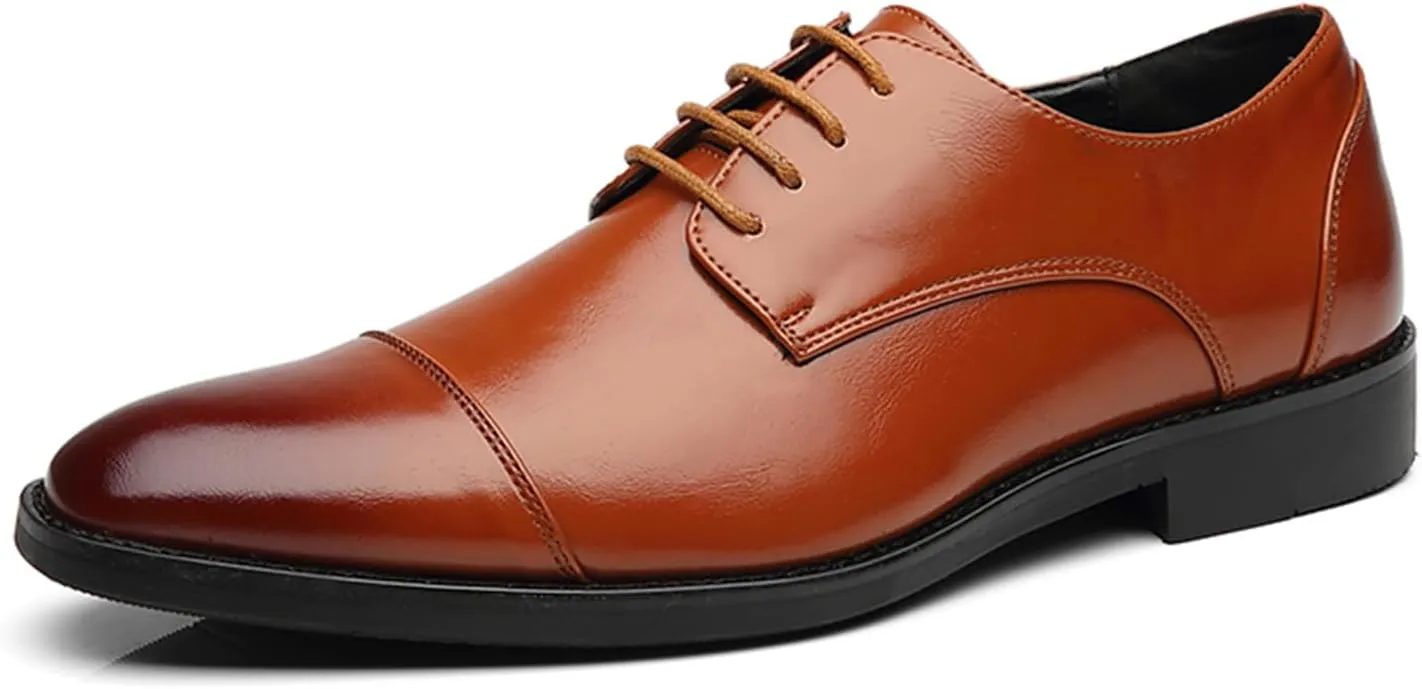 Men's Classic Modern Formal Oxford Brogue Wingtip Lace Up Patent Leather Dress Shoes Wedding Shoe