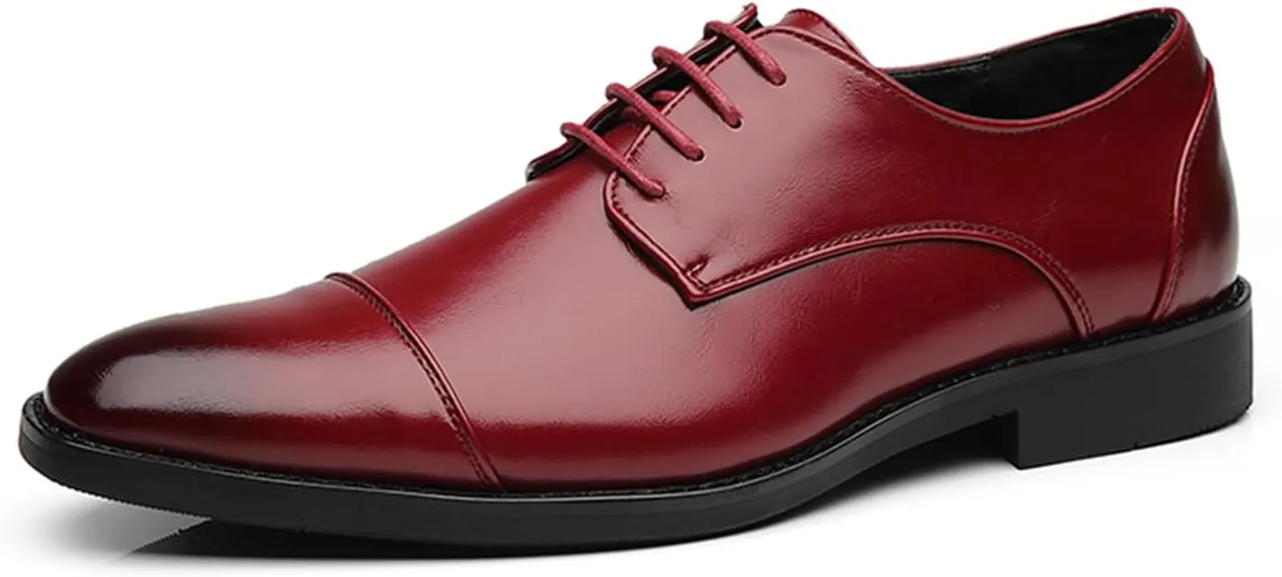 Men's Classic Modern Formal Oxford Brogue Wingtip Lace Up Patent Leather Dress Shoes Wedding Shoe