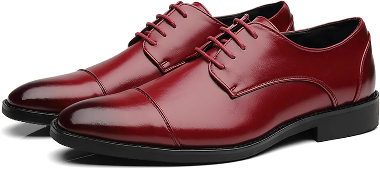 Men's Classic Modern Formal Oxford Brogue Wingtip Lace Up Patent Leather Dress Shoes Wedding Shoe