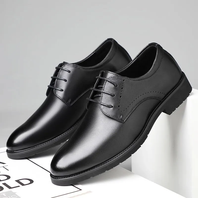 Mens Comfortable Oxford Dress Shoes Lace Up Luxury Leather Formal Business Slip Resistant Shoes