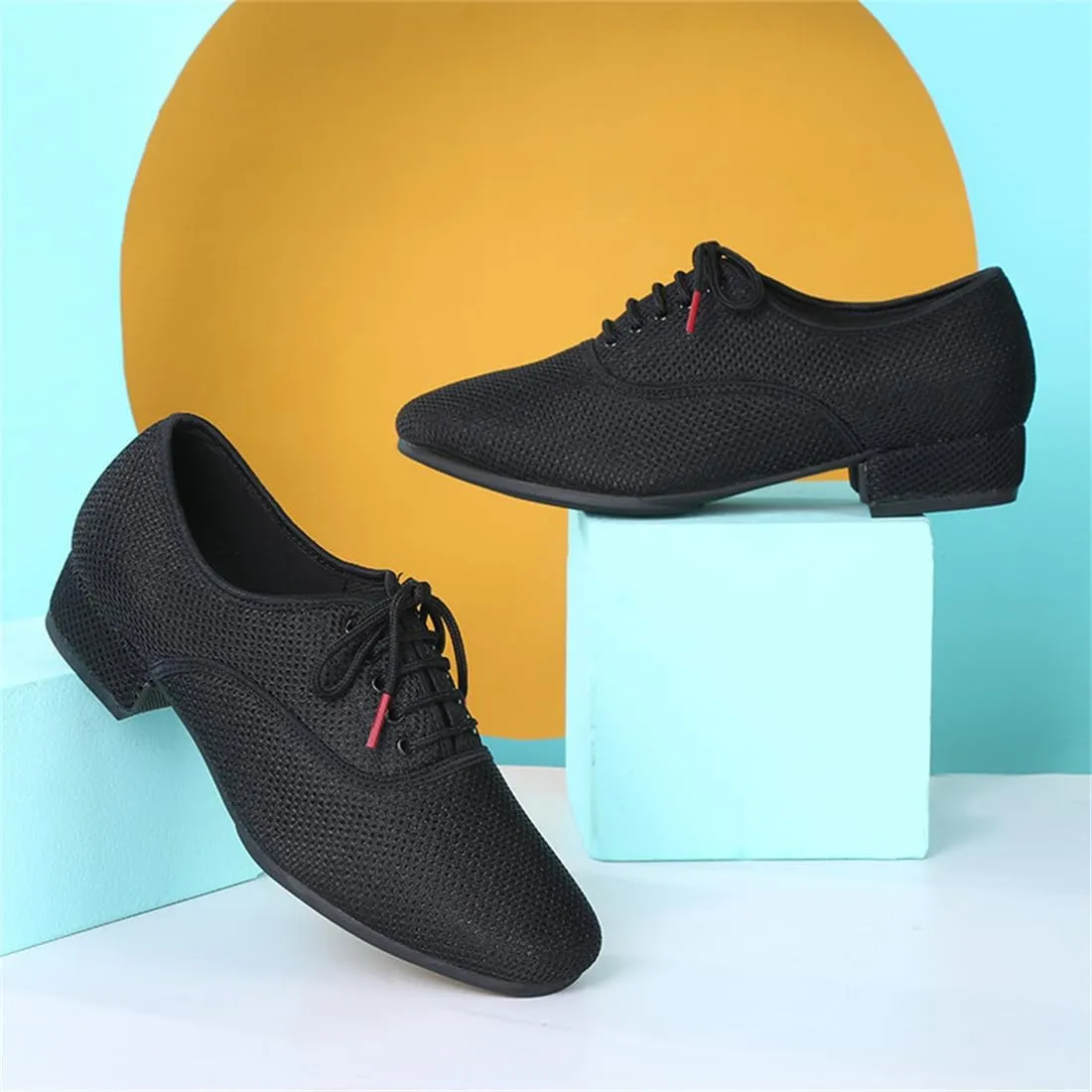 Men's Dance Shoes, Lace Up Jazz Trainers for Male Breathable Practice Performance Dance Sports Shoes