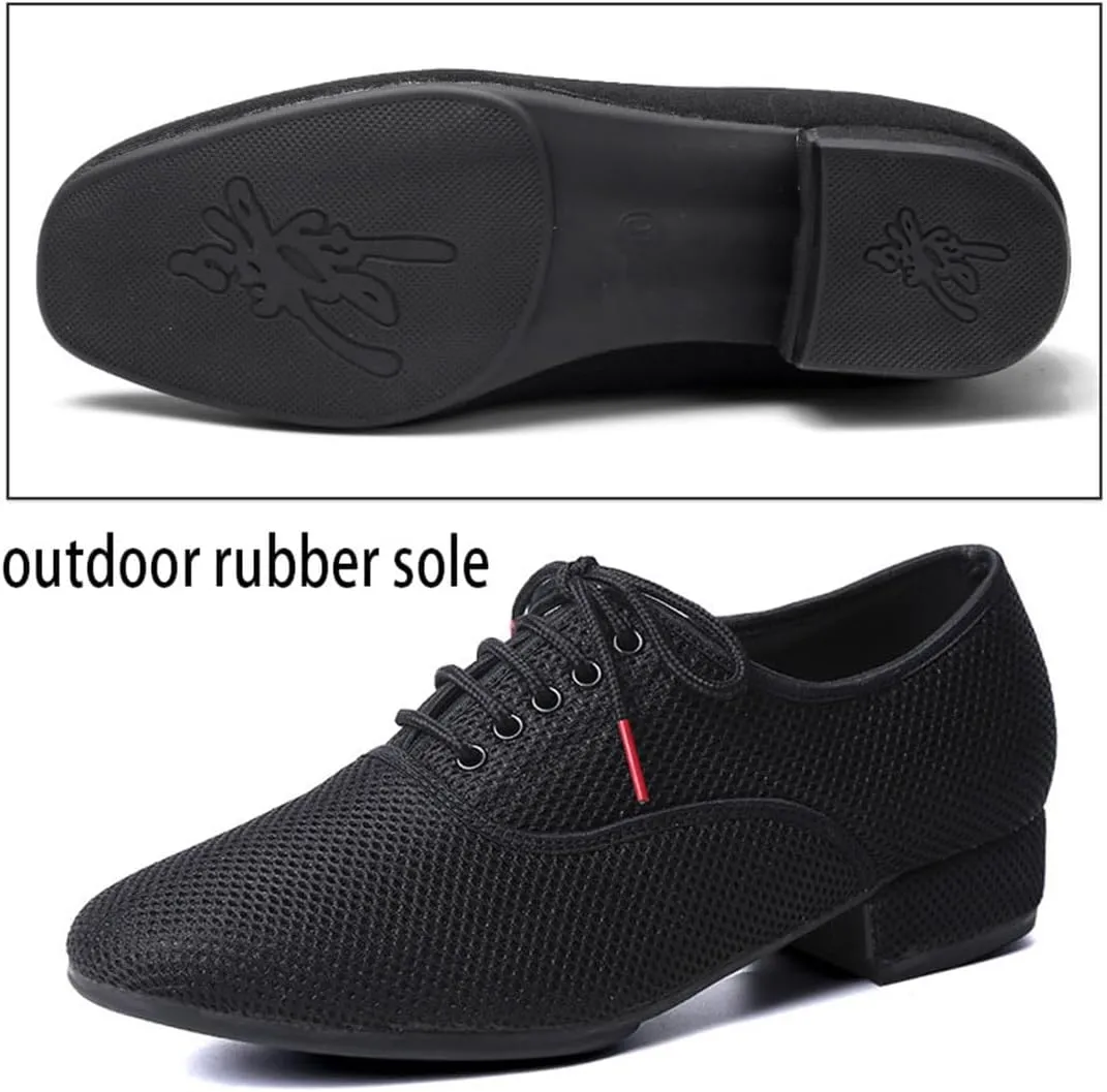 Men's Dance Shoes, Lace Up Jazz Trainers for Male Breathable Practice Performance Dance Sports Shoes