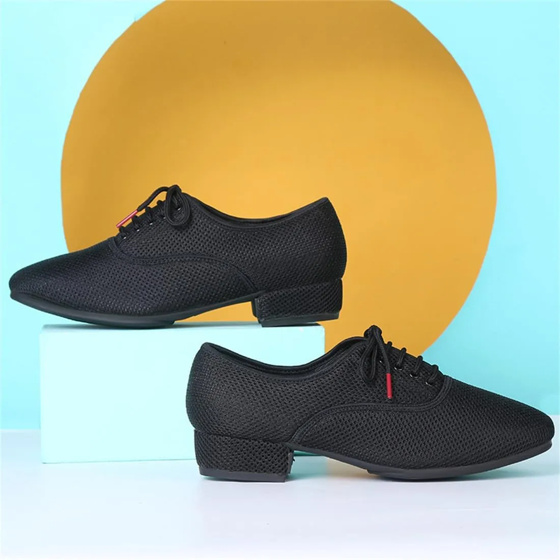 Men's Dance Shoes, Lace Up Jazz Trainers for Male Breathable Practice Performance Dance Sports Shoes
