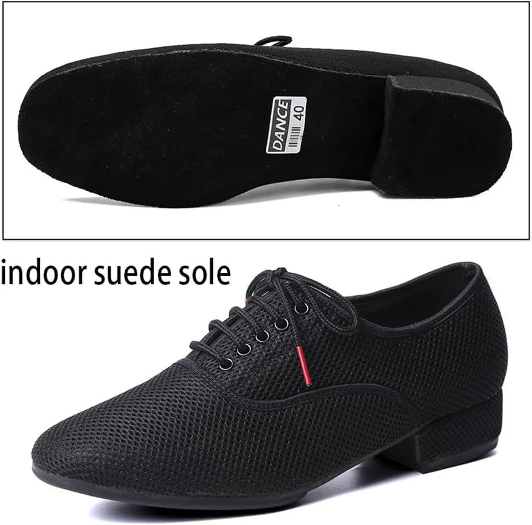 Men's Dance Shoes, Lace Up Jazz Trainers for Male Breathable Practice Performance Dance Sports Shoes