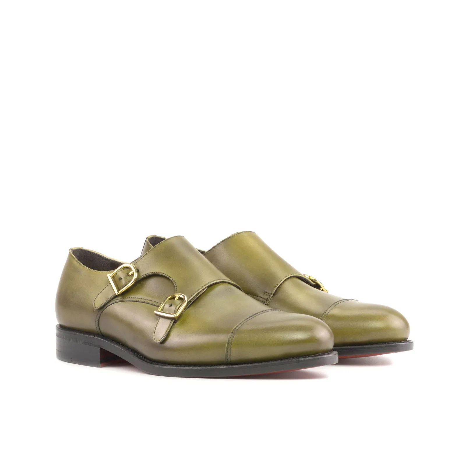 Men's Double Monk Leather Shoes Goodyear Welt Wide Plus Size 5408