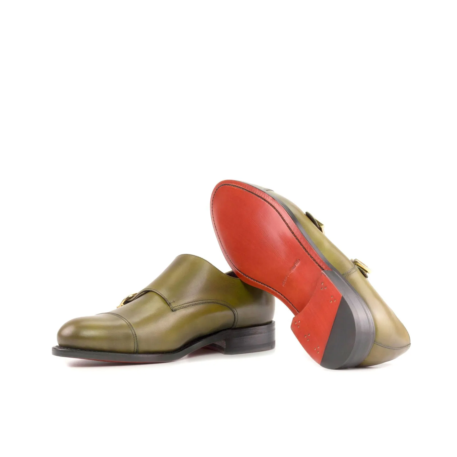 Men's Double Monk Leather Shoes Goodyear Welt Wide Plus Size 5408