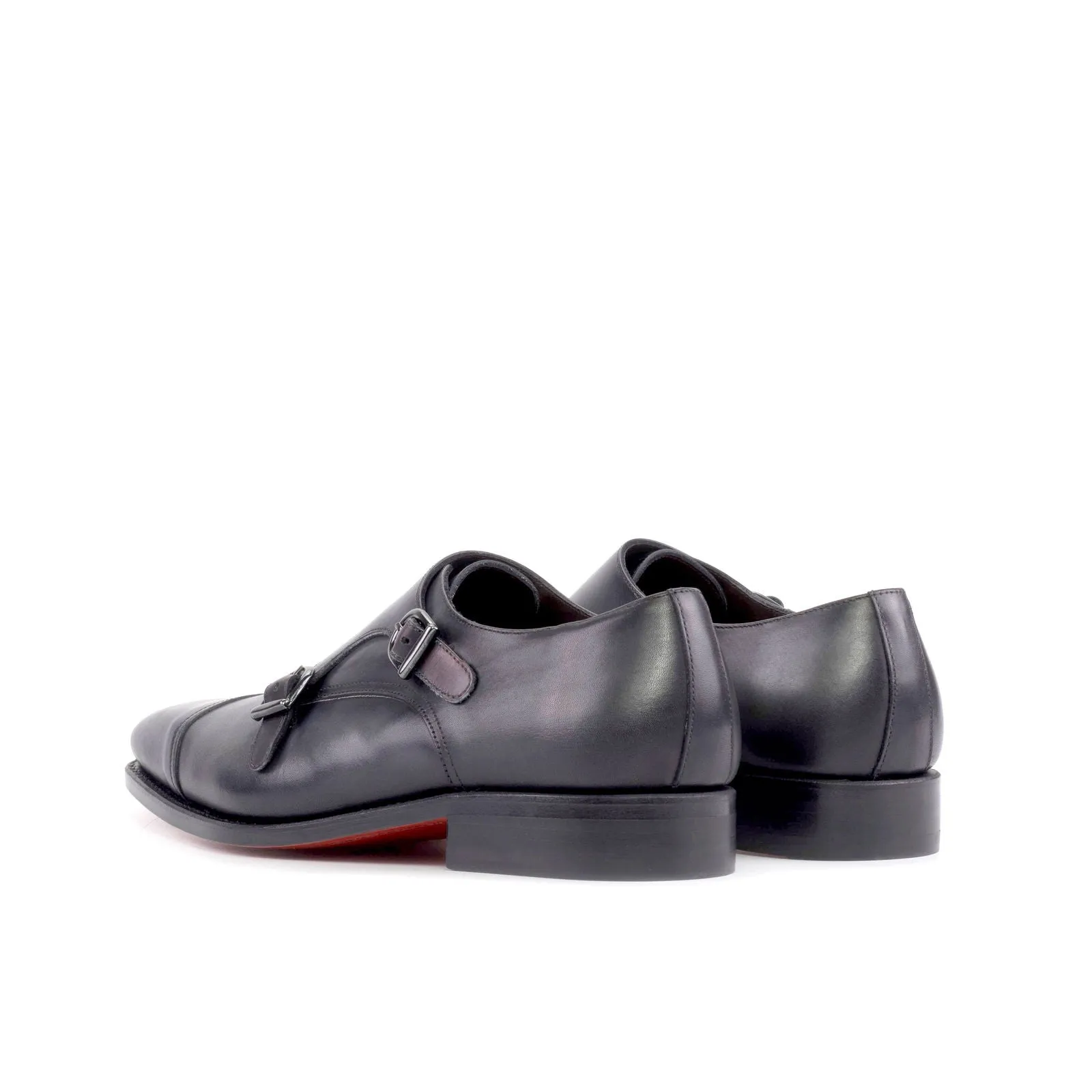 Men's Double Monk Leather Shoes Goodyear Welt Wide Plus Size 5739