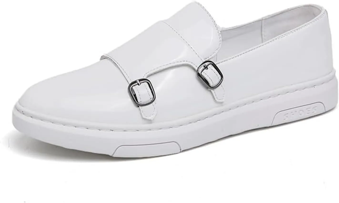 Mens Double Strap Slip On Patent Leather Loafers Casual Comfortable Shoes Flat Dress Business Casual Walking Shoes Comfort Penny Loafers Sneakers Dress Shoes