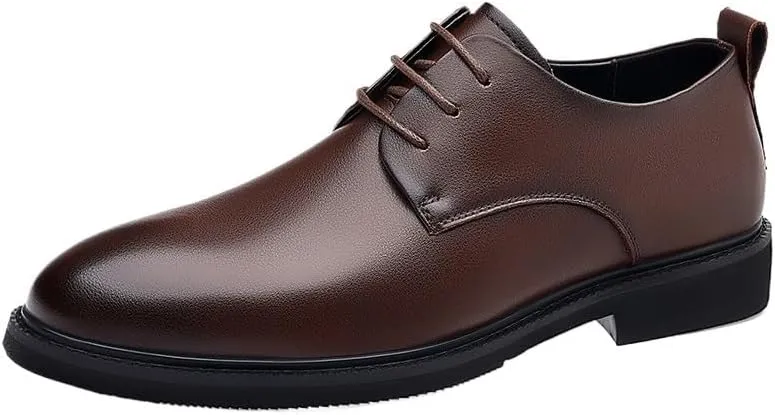 Mens Dress Oxford Formal Lace Up Slip Resistant Prom Shoes Comfortable Breathable PU Leather Shoes