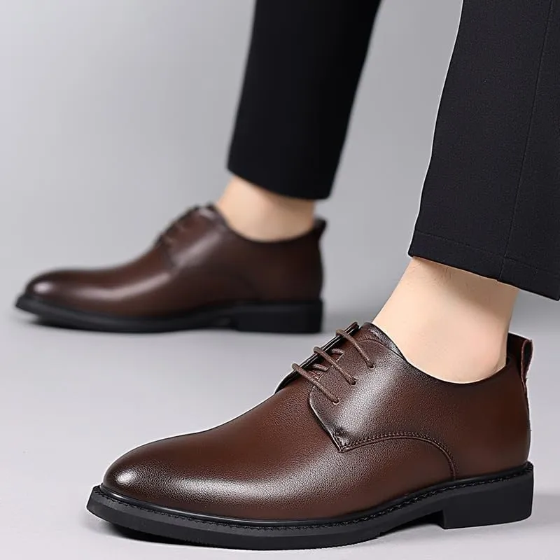 Mens Dress Oxford Formal Lace Up Slip Resistant Prom Shoes Comfortable Breathable PU Leather Shoes