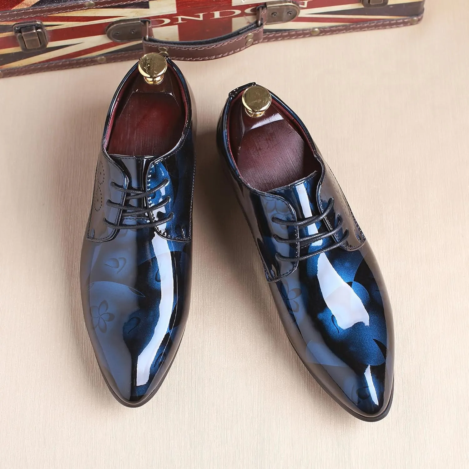 Men's Dress Patent Leather Tuxedo Oxford Formal Shoes for Men Business Derby Shoes