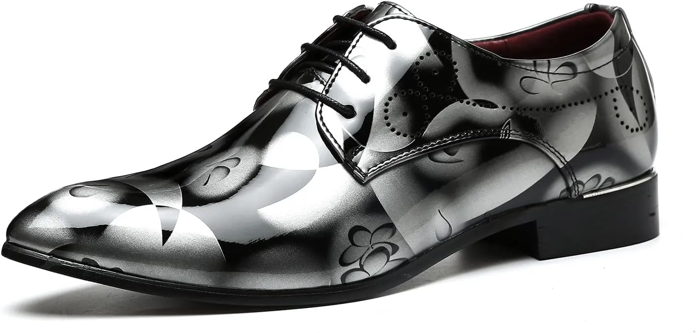 Men's Dress Patent Leather Tuxedo Oxford Formal Shoes for Men Business Derby Shoes