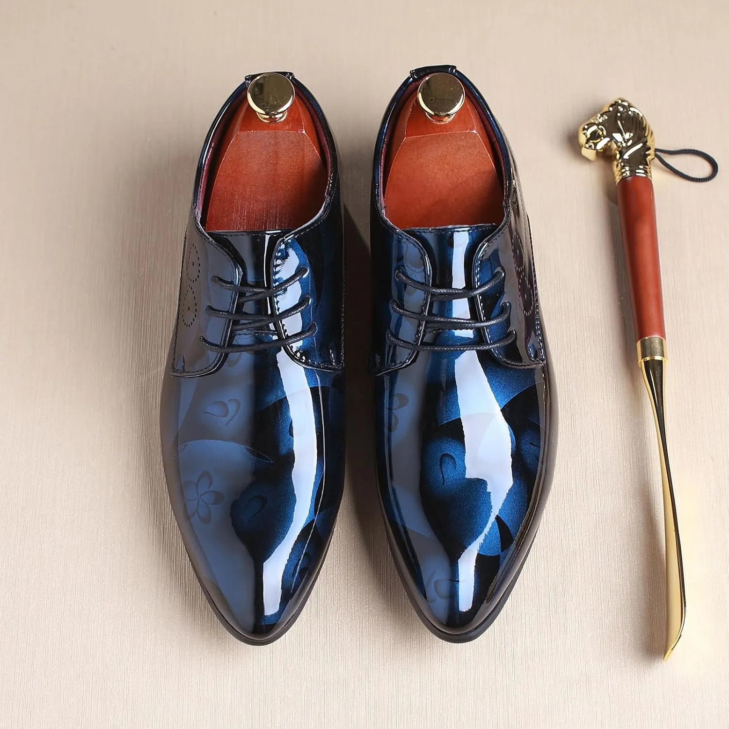 Men's Dress Patent Leather Tuxedo Oxford Formal Shoes for Men Business Derby Shoes
