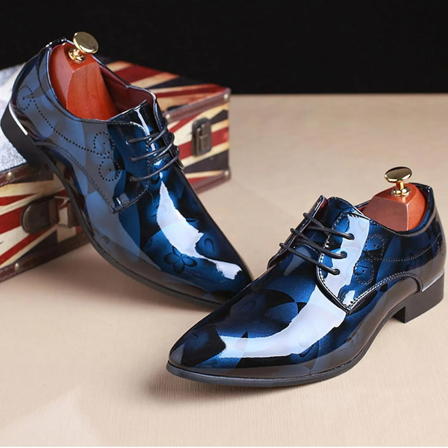 Men's Dress Patent Leather Tuxedo Oxford Formal Shoes for Men Business Derby Shoes