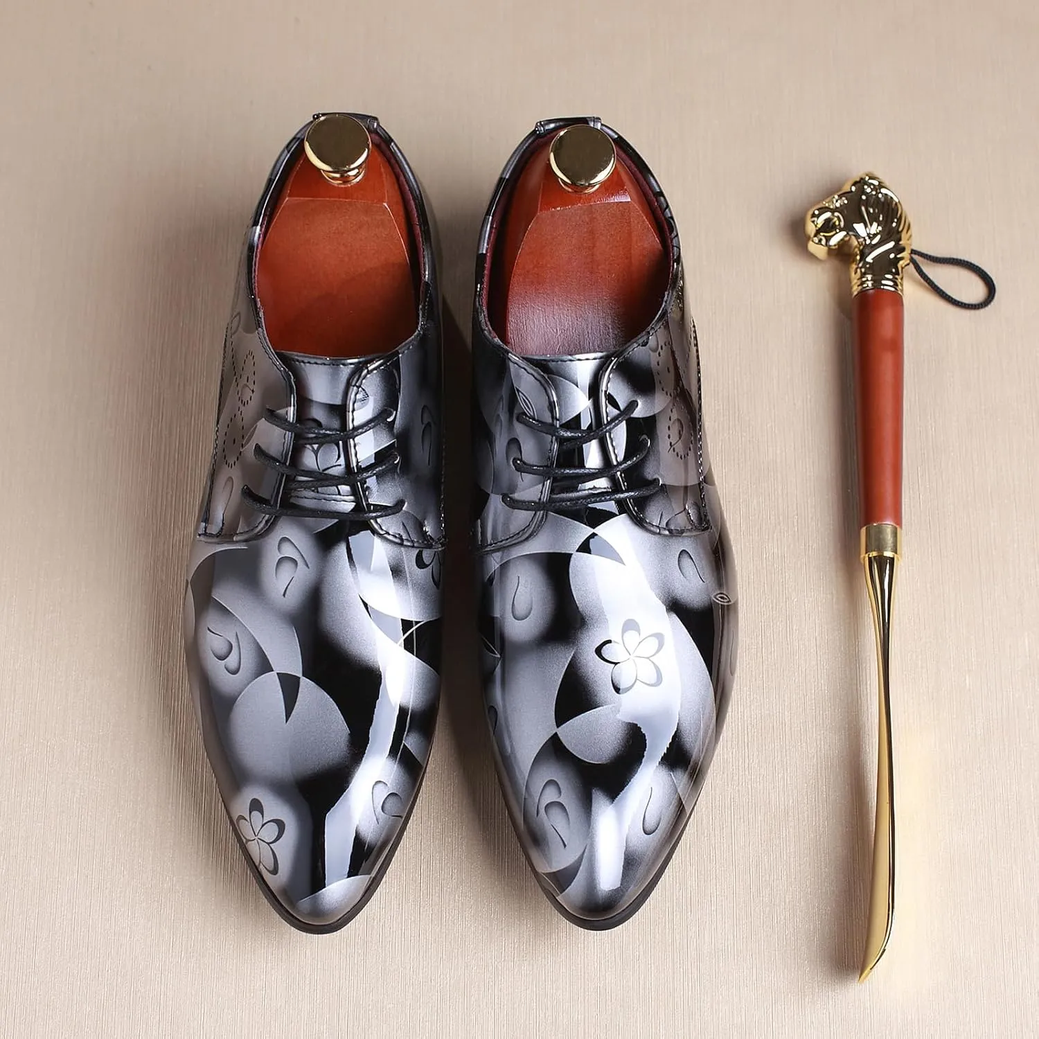 Men's Dress Patent Leather Tuxedo Oxford Formal Shoes for Men Business Derby Shoes
