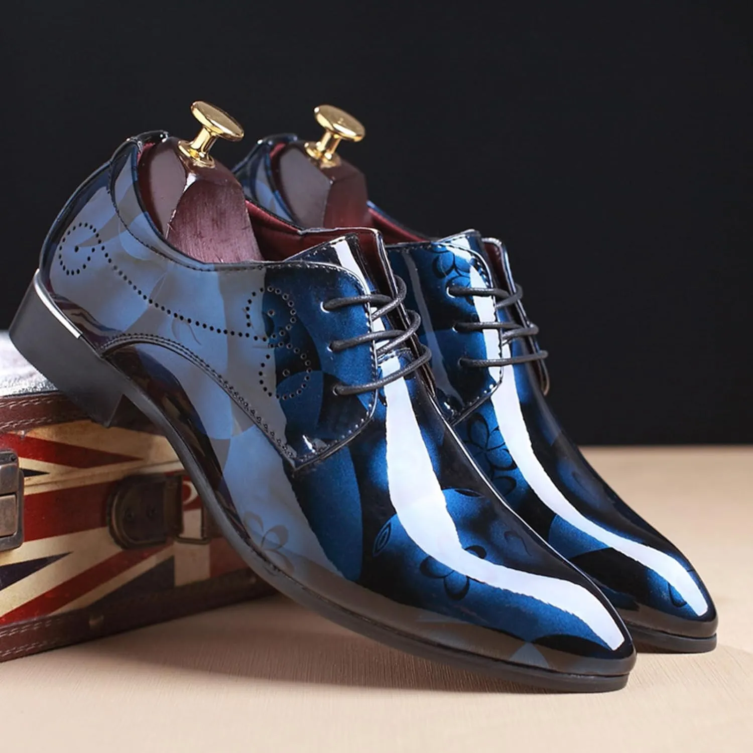 Men's Dress Patent Leather Tuxedo Oxford Formal Shoes for Men Business Derby Shoes