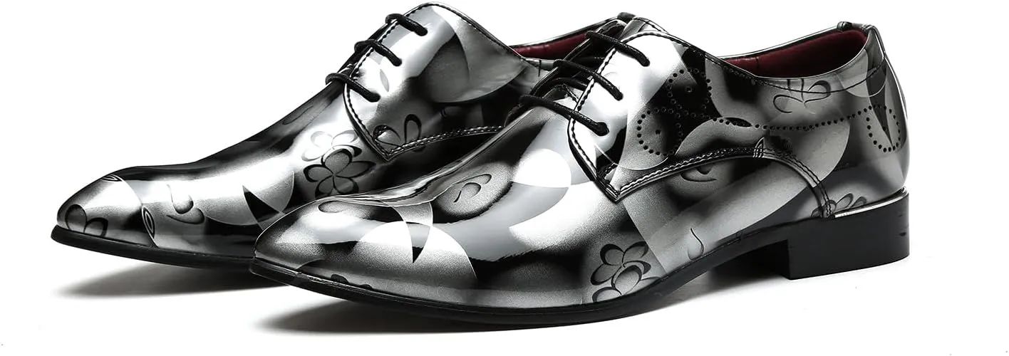 Men's Dress Patent Leather Tuxedo Oxford Formal Shoes for Men Business Derby Shoes