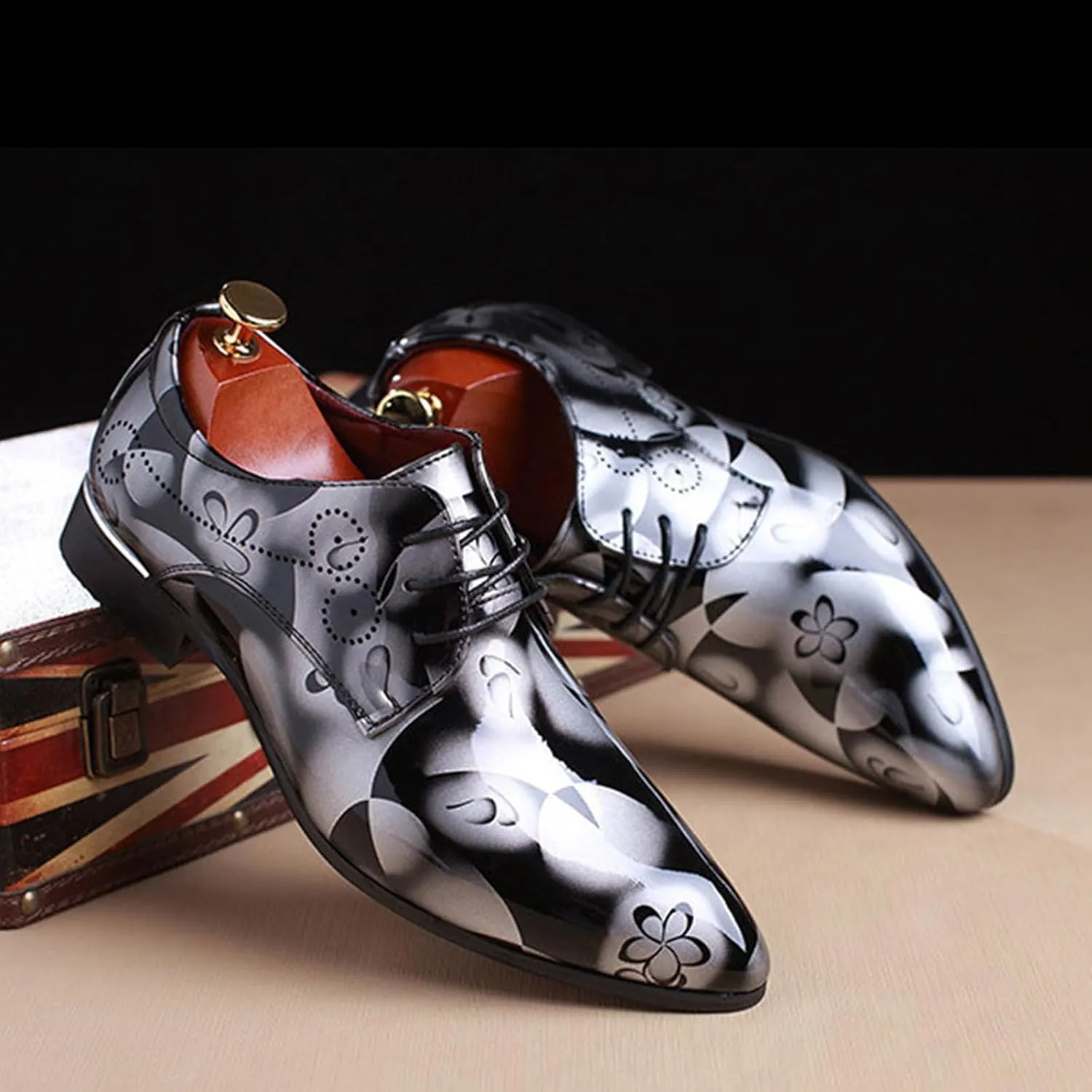 Men's Dress Patent Leather Tuxedo Oxford Formal Shoes for Men Business Derby Shoes