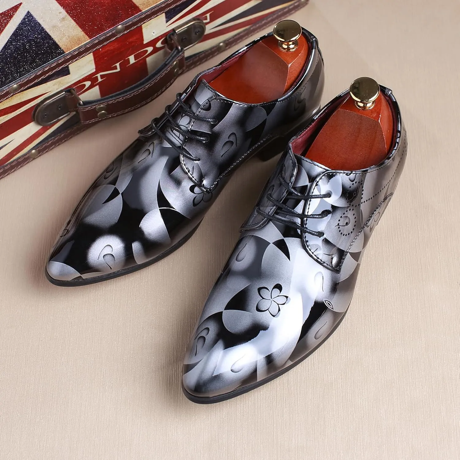 Men's Dress Patent Leather Tuxedo Oxford Formal Shoes for Men Business Derby Shoes