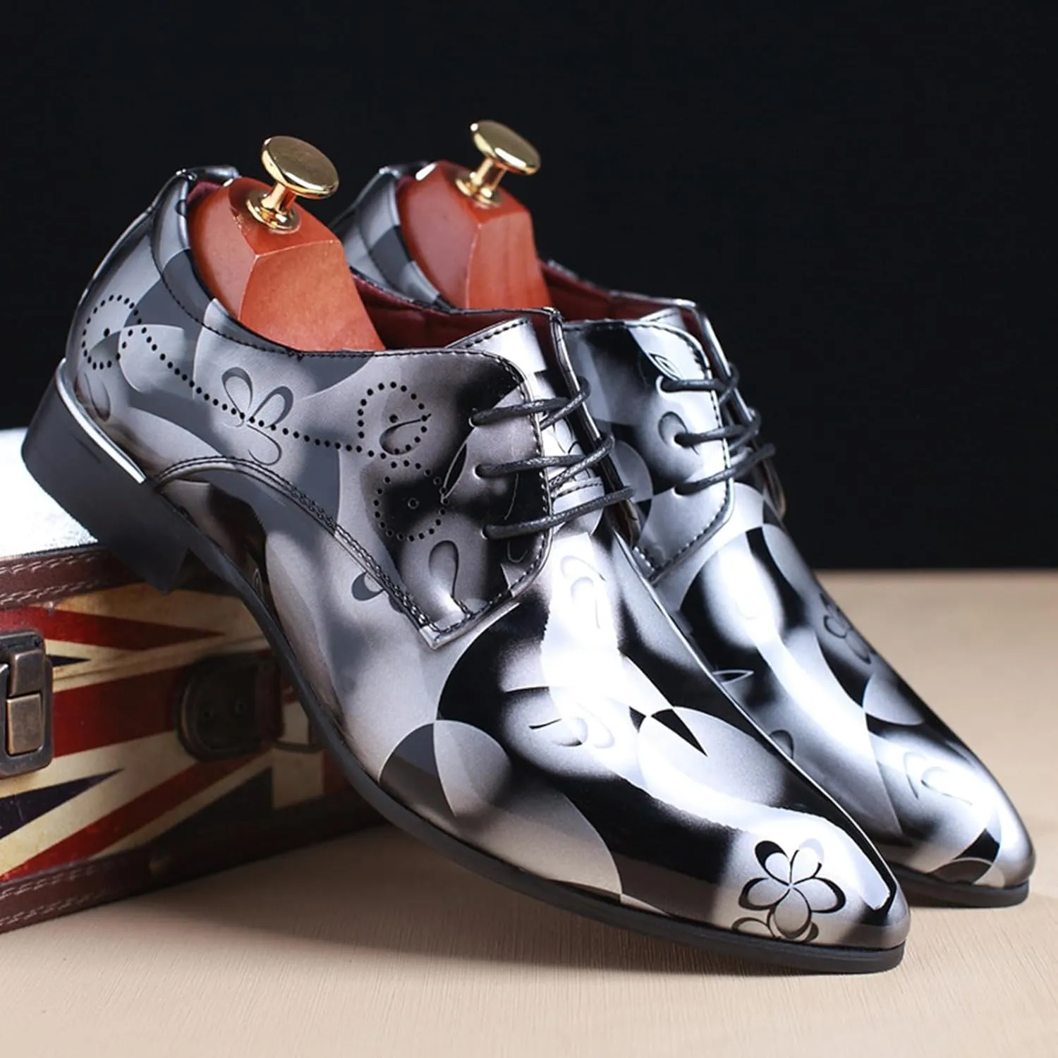 Men's Dress Patent Leather Tuxedo Oxford Formal Shoes for Men Business Derby Shoes