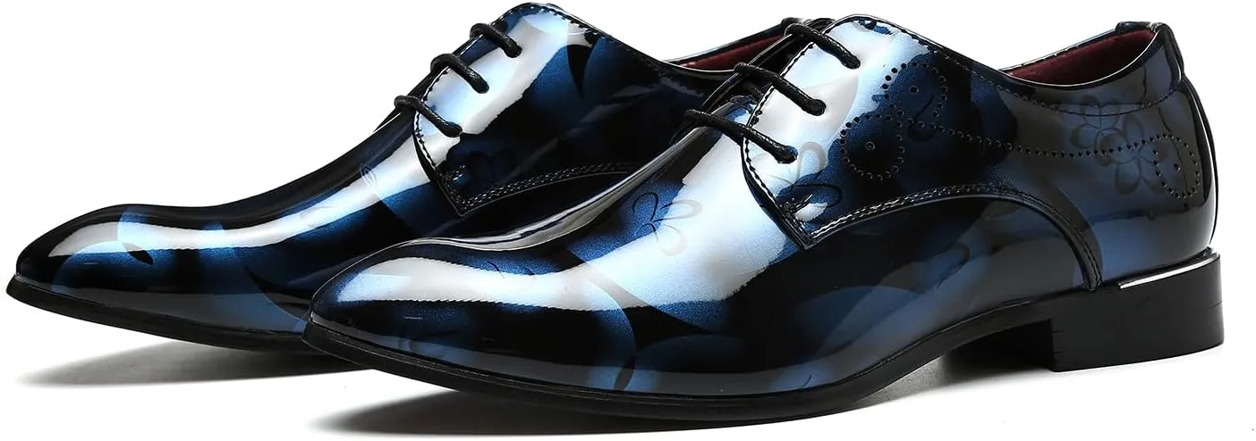 Men's Dress Patent Leather Tuxedo Oxford Formal Shoes for Men Business Derby Shoes