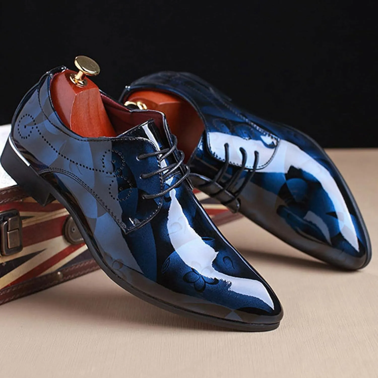 Men's Dress Patent Leather Tuxedo Oxford Formal Shoes for Men Business Derby Shoes