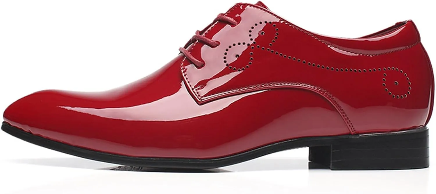 Men's Dress Shoes Patent Leather Formal Business Classic Lace Up Wingtip Oxford Shoes