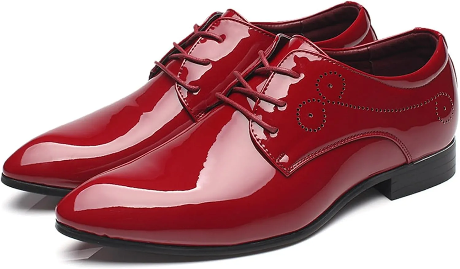 Men's Dress Shoes Patent Leather Formal Business Classic Lace Up Wingtip Oxford Shoes