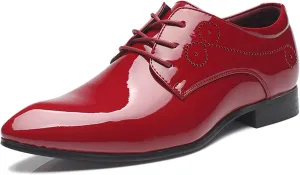 Men's Dress Shoes Patent Leather Formal Business Classic Lace Up Wingtip Oxford Shoes