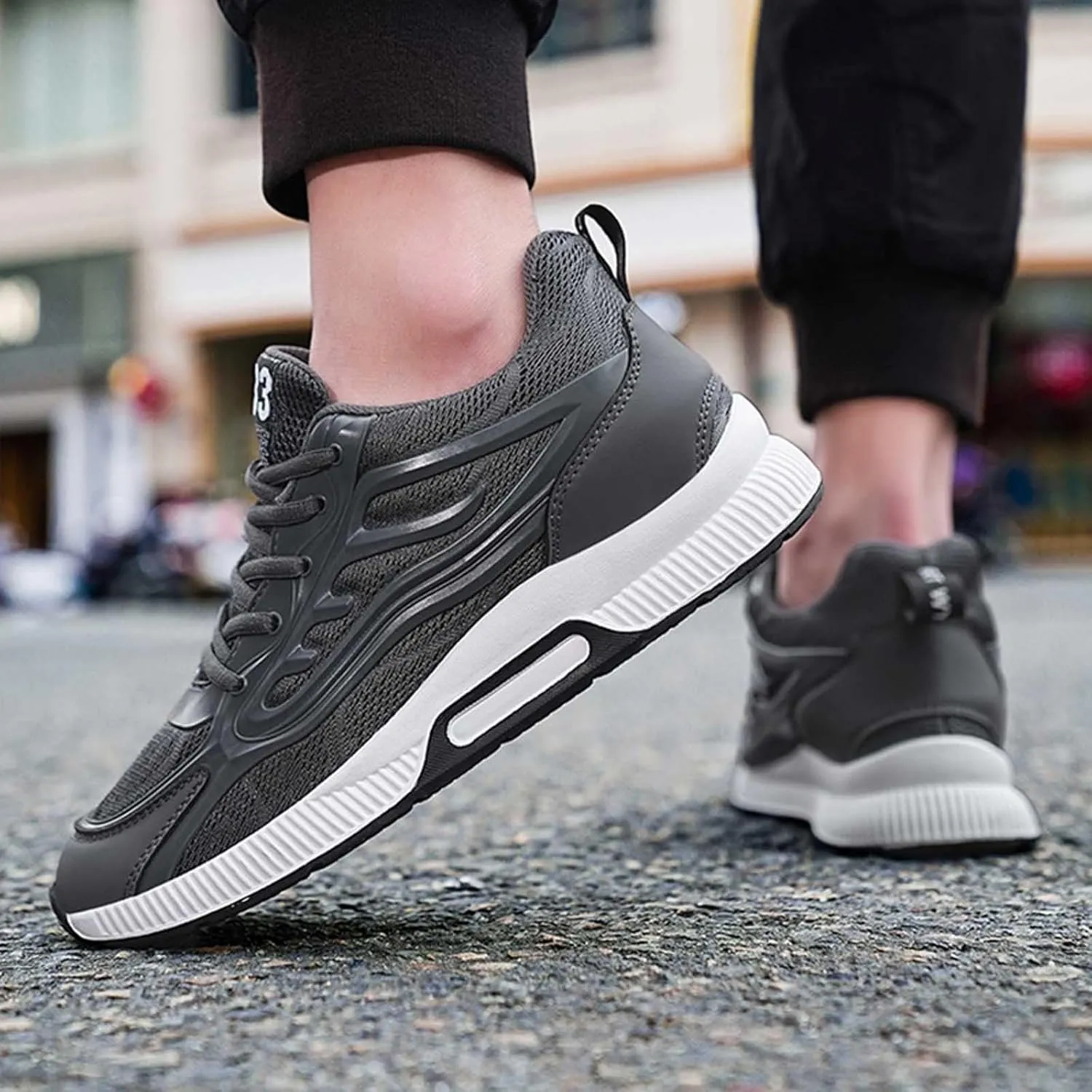 Mens Elevator Sneakers 3 inches Hidden Height Increasing Breathable Mesh Lightweight Casual Walking Shoes for Men