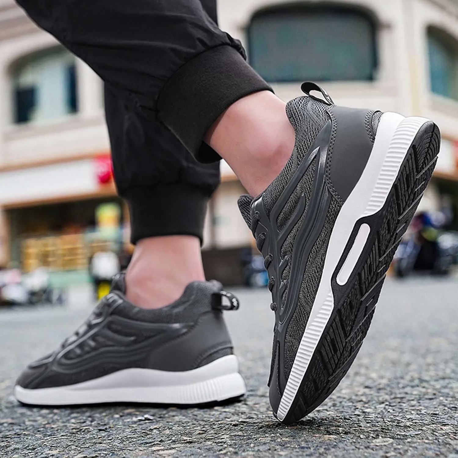 Mens Elevator Sneakers 3 inches Hidden Height Increasing Breathable Mesh Lightweight Casual Walking Shoes for Men