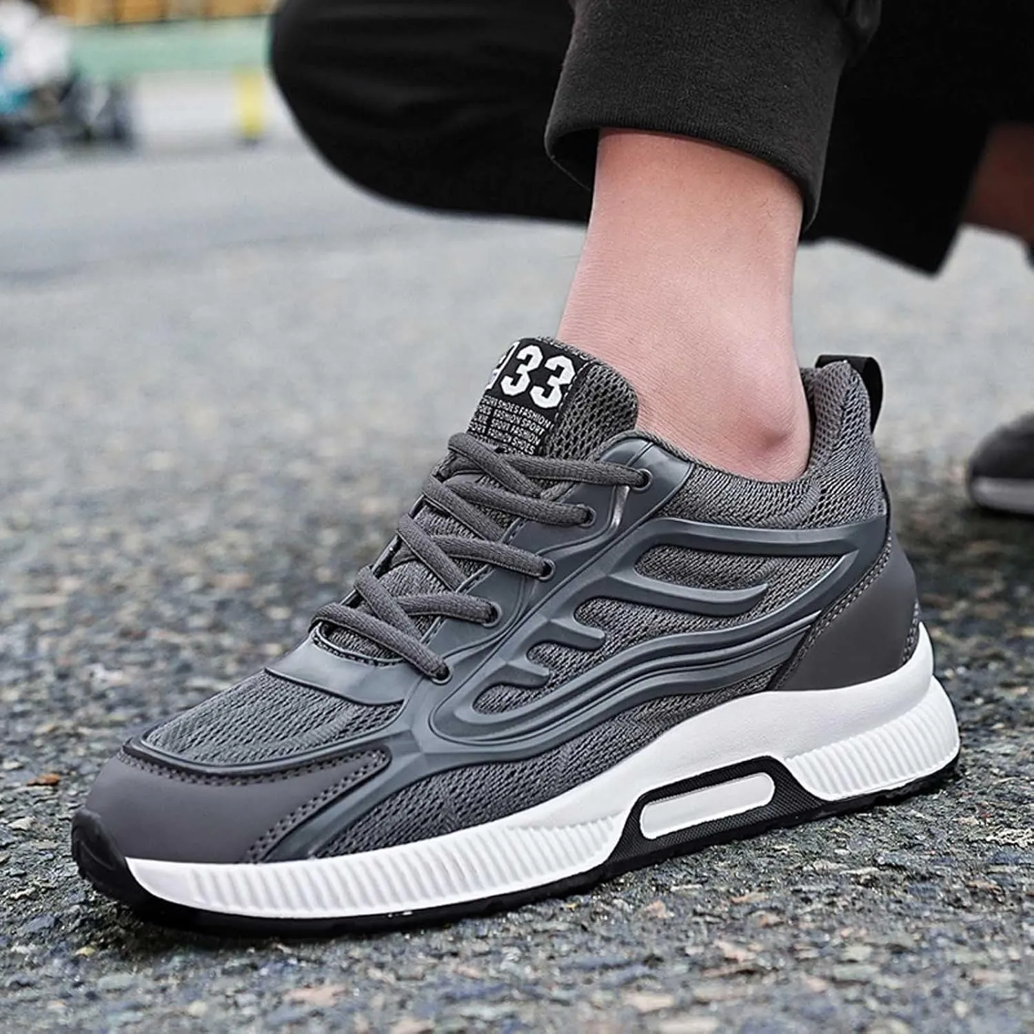 Mens Elevator Sneakers 3 inches Hidden Height Increasing Breathable Mesh Lightweight Casual Walking Shoes for Men