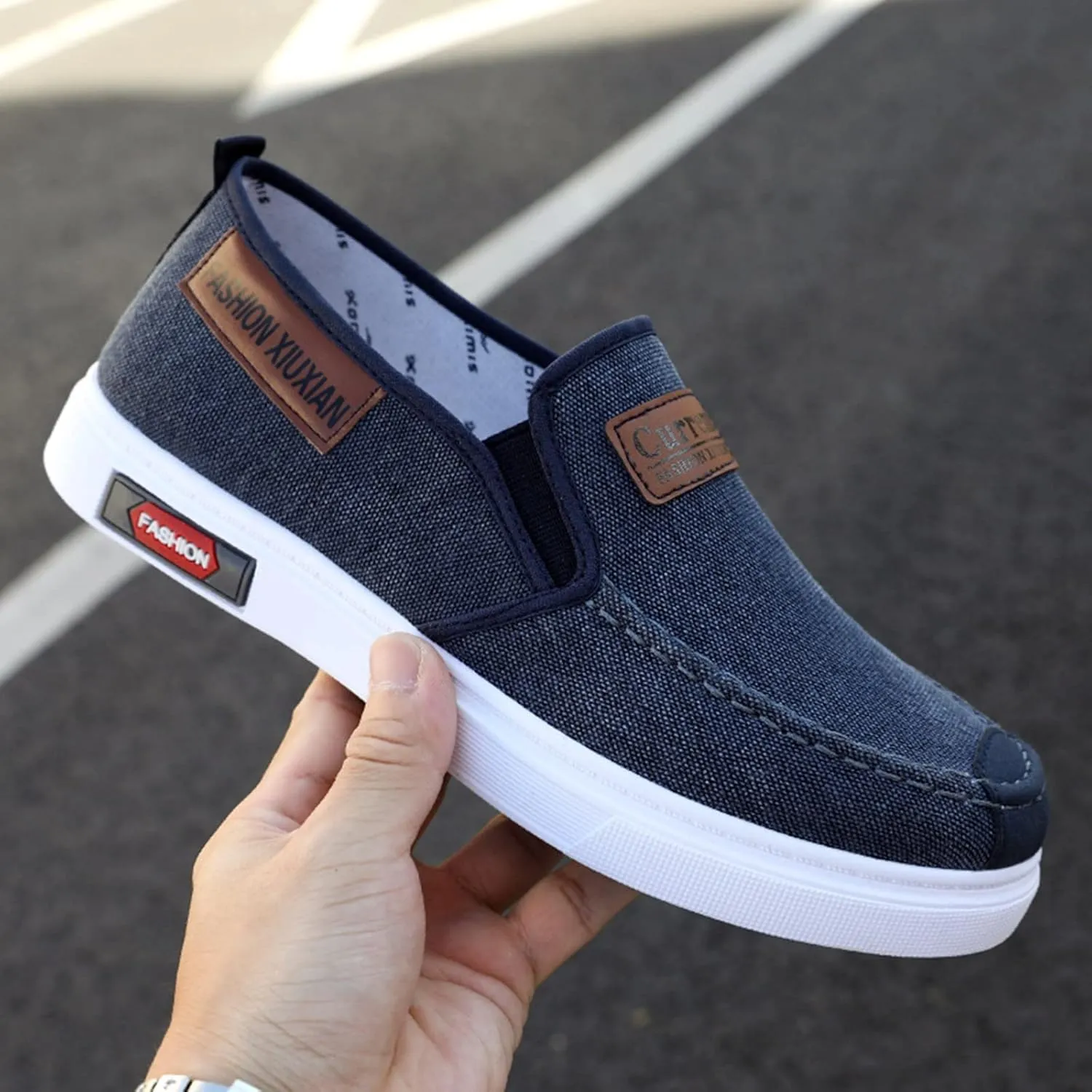 Men's Fashion Sneakers Fashion Men Casual Shoes Flat Bottom Round Toe Canvas Shallow Mouth Wear Solid Color Comfortable