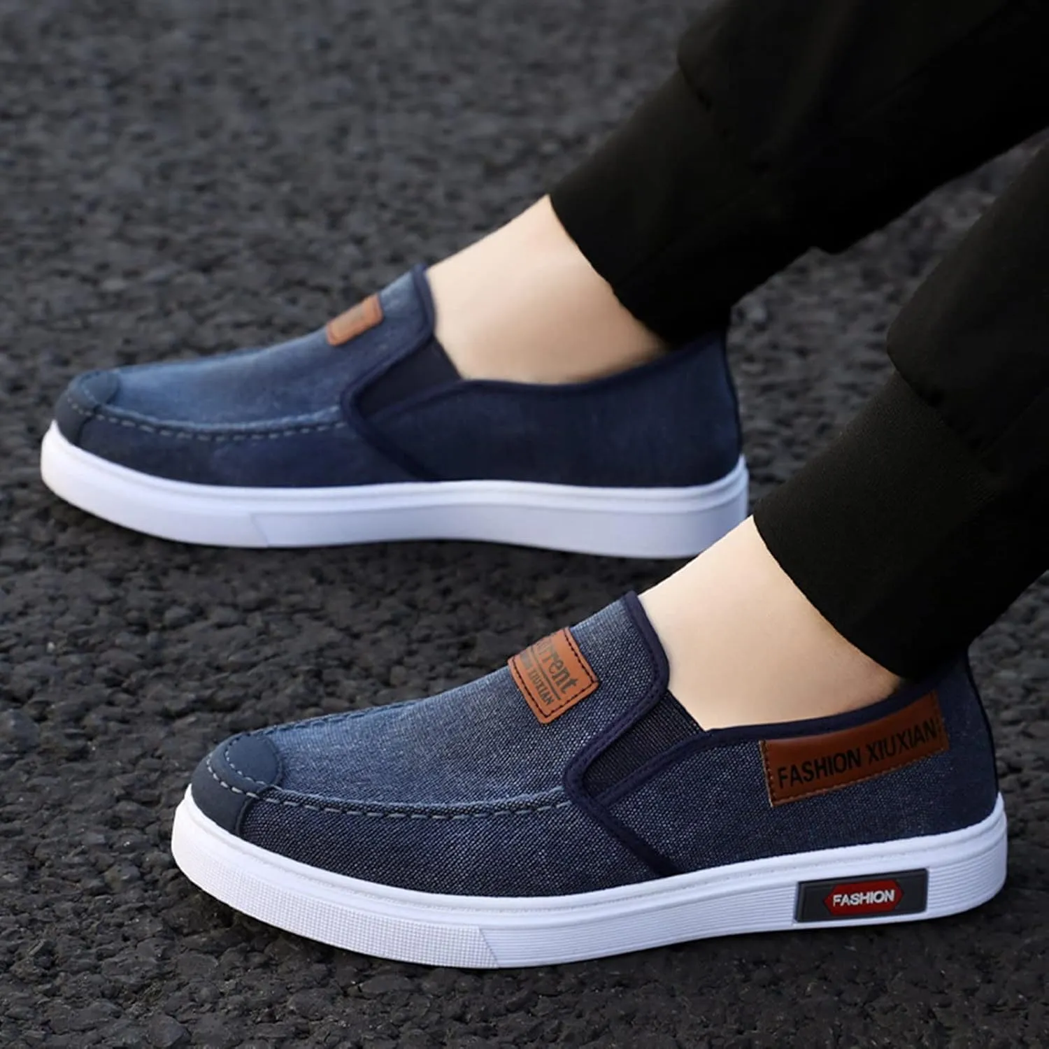 Men's Fashion Sneakers Fashion Men Casual Shoes Flat Bottom Round Toe Canvas Shallow Mouth Wear Solid Color Comfortable