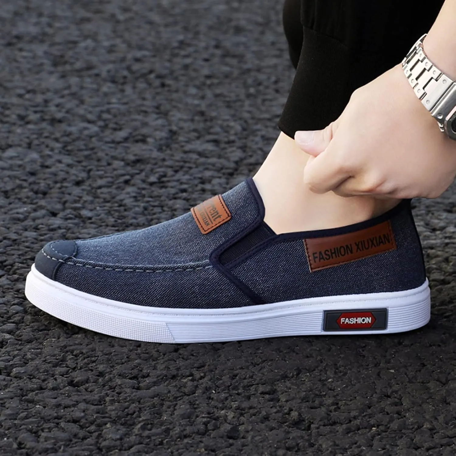 Men's Fashion Sneakers Fashion Men Casual Shoes Flat Bottom Round Toe Canvas Shallow Mouth Wear Solid Color Comfortable