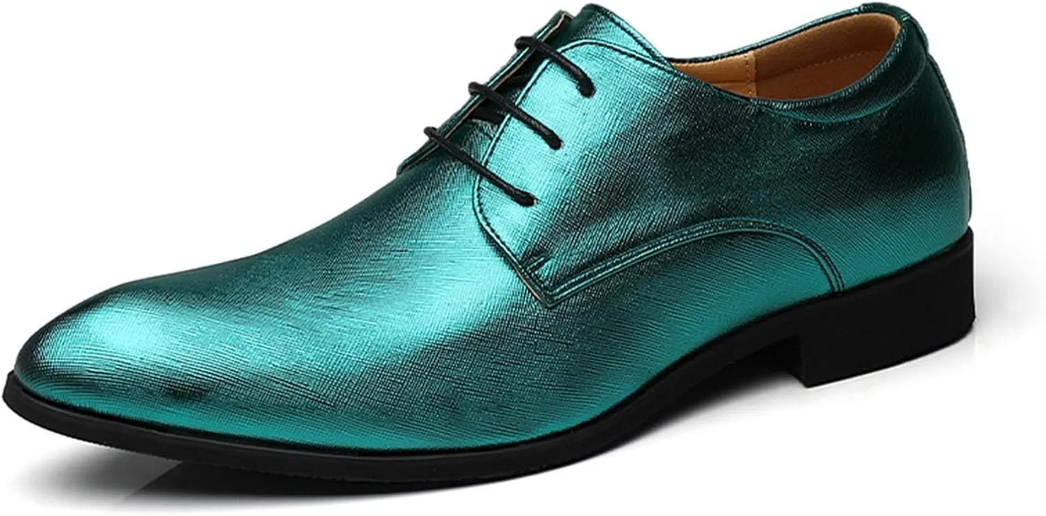Mens Faux Patent Leather Classic Lace-Up Formal Oxford Tuxedo Dress Shoes Men Wedding Shoe