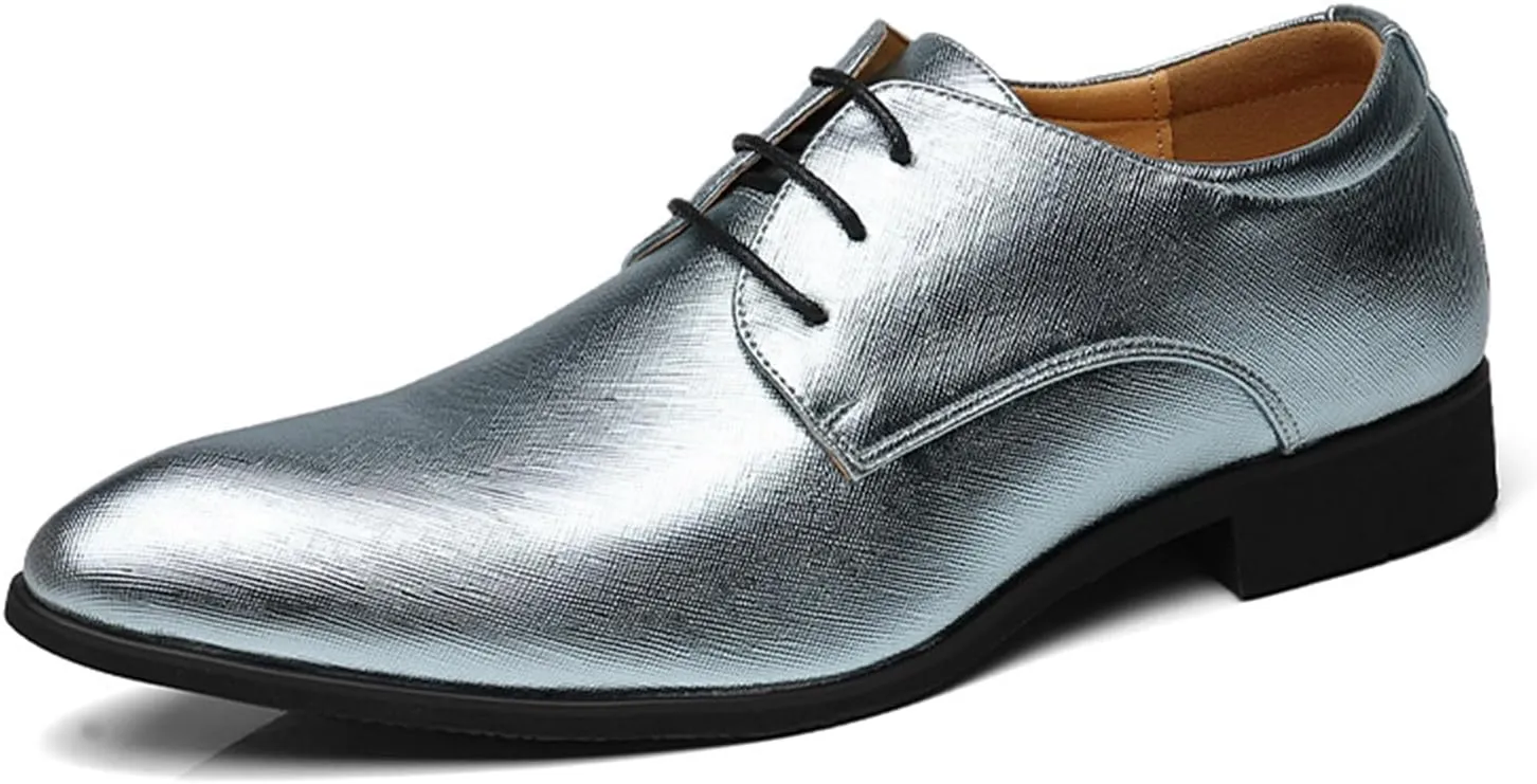 Mens Faux Patent Leather Classic Lace-Up Formal Oxford Tuxedo Dress Shoes Men Wedding Shoe